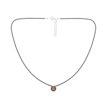 Collar Diamantes 1 Cuadrado Negro Corto Rosa